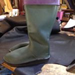 Calf length boot with contrasting coloured cuff $215